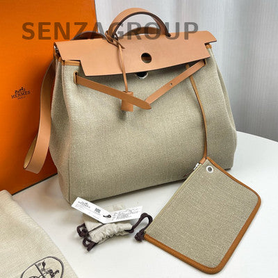 Hermès Herbag Handbag Beige Silver Women's Classic Fashion