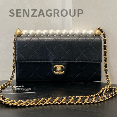 Chanel Black Gold Pearl WOC Chain Crossbody Bag - Classic Women's Fashion