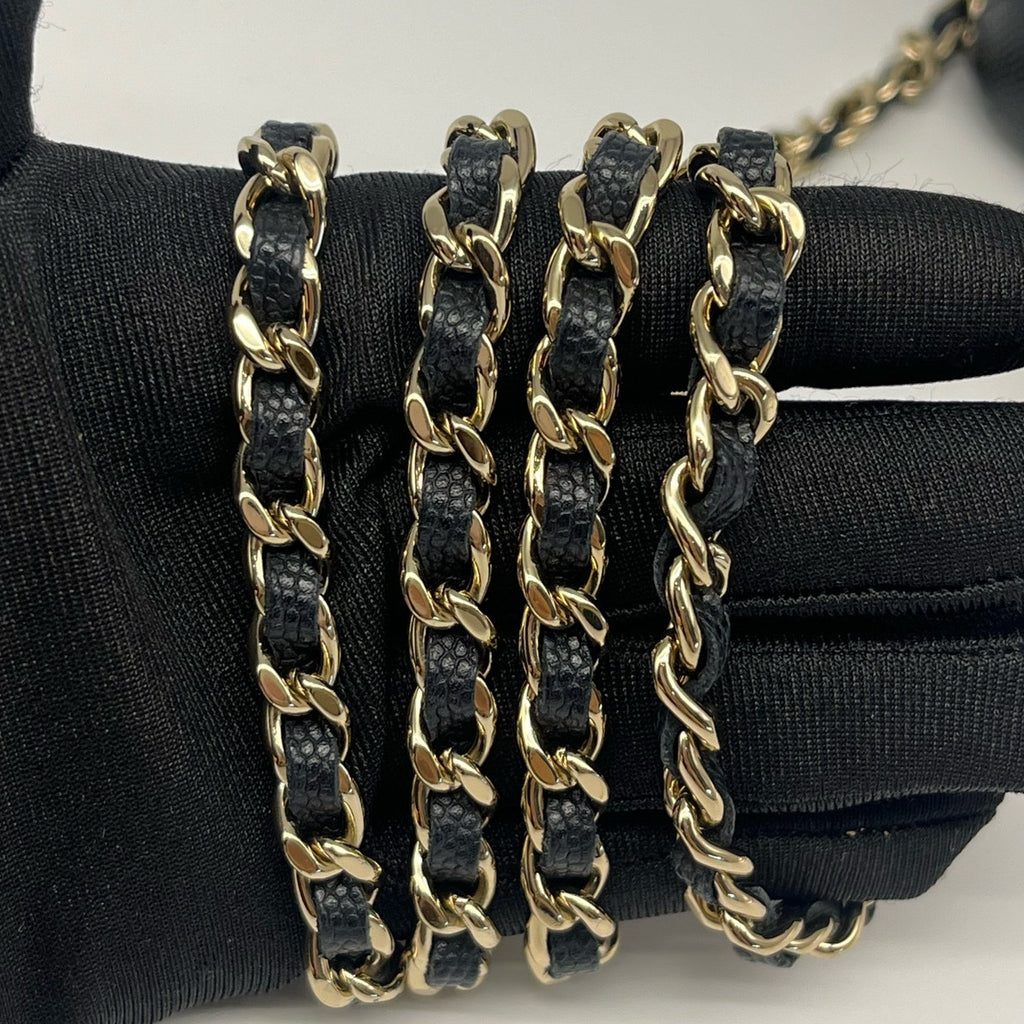 Chanel Mini Vanity Chain Crossbody Bag Black Gold Quilted Classic