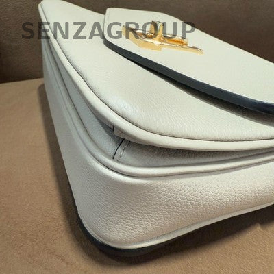 Louis Vuitton Lockme Leather Top Handle Chain Crossbody Bag White Gold
