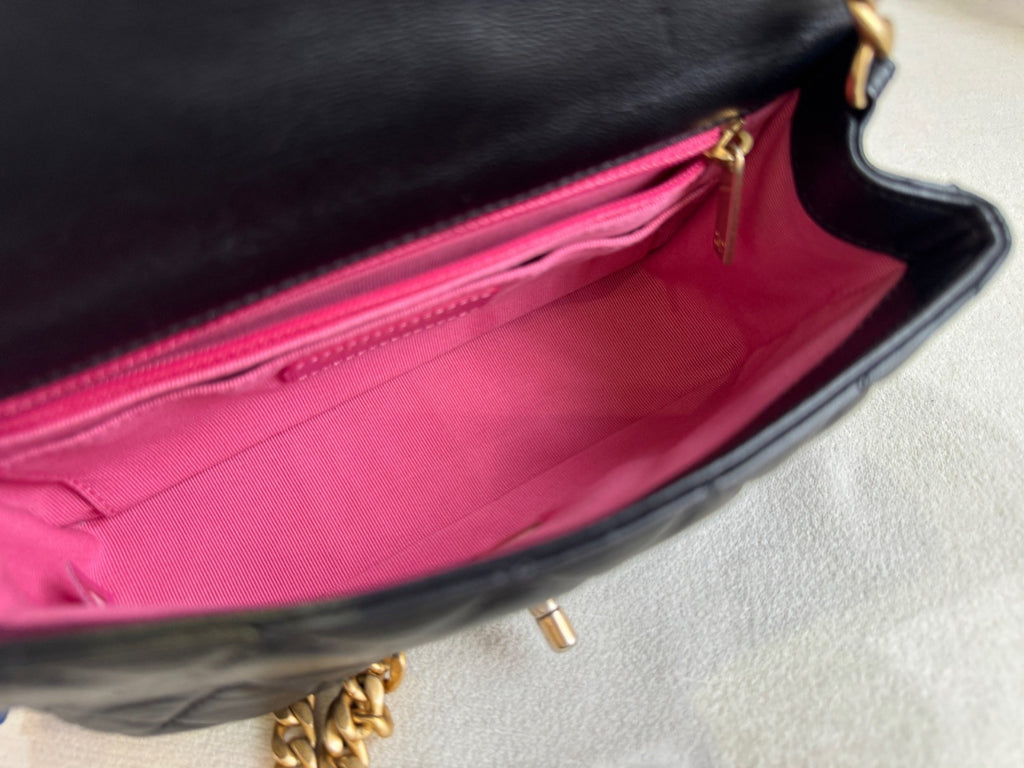 Chanel Diamond Mini Gemstone Chain Shoulder Bag Crossbody Black Gold Women