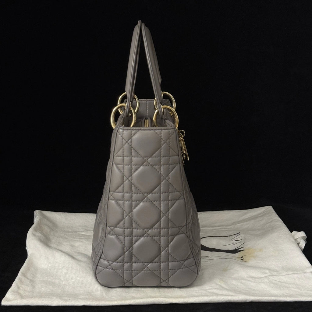 Dior Lady Dior Gold Gray Crossbody Excellent