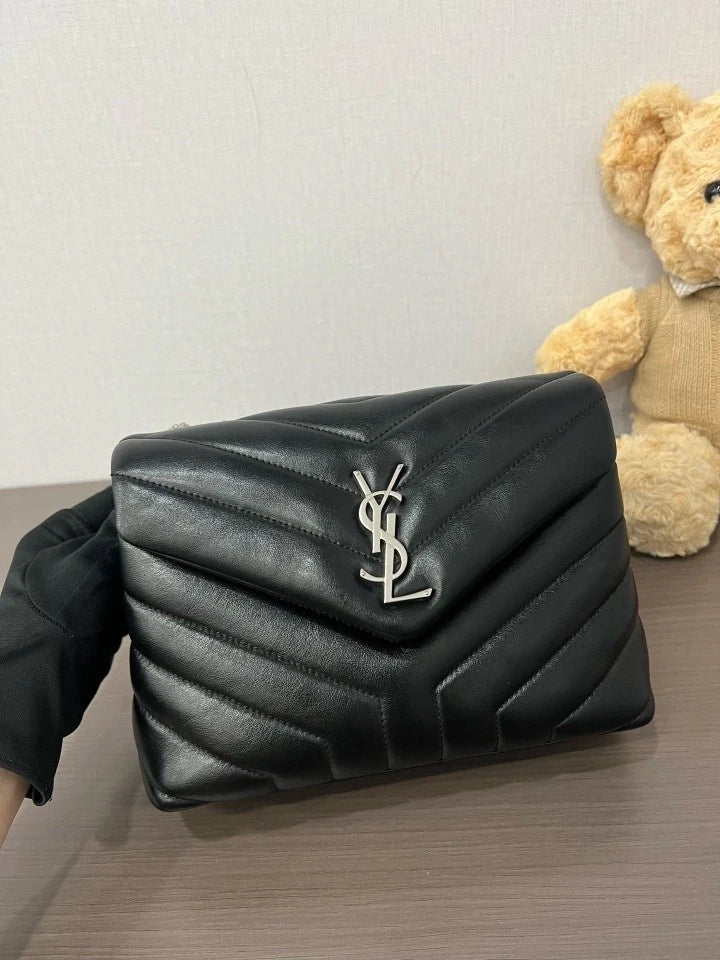 YSL Black Silver Loulou Shoulder Crossbody Bag For Women
