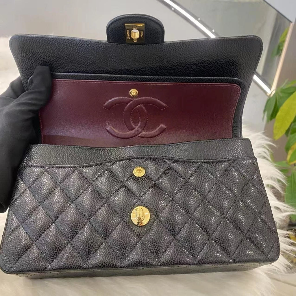 Chanel Classic Flap Medium Black Caviar Leather Chain Shoulder Bag