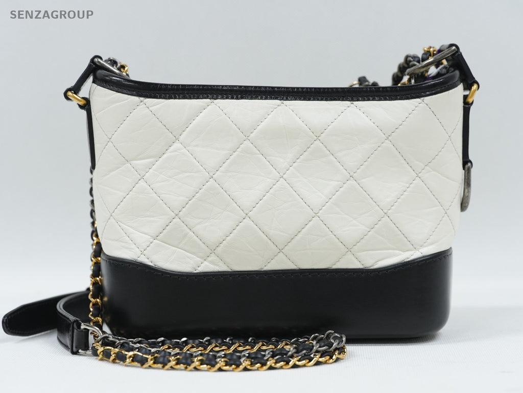 CHANEL Gabrielle MM Chain Shoulder bag Crossbody Women White Black Classic