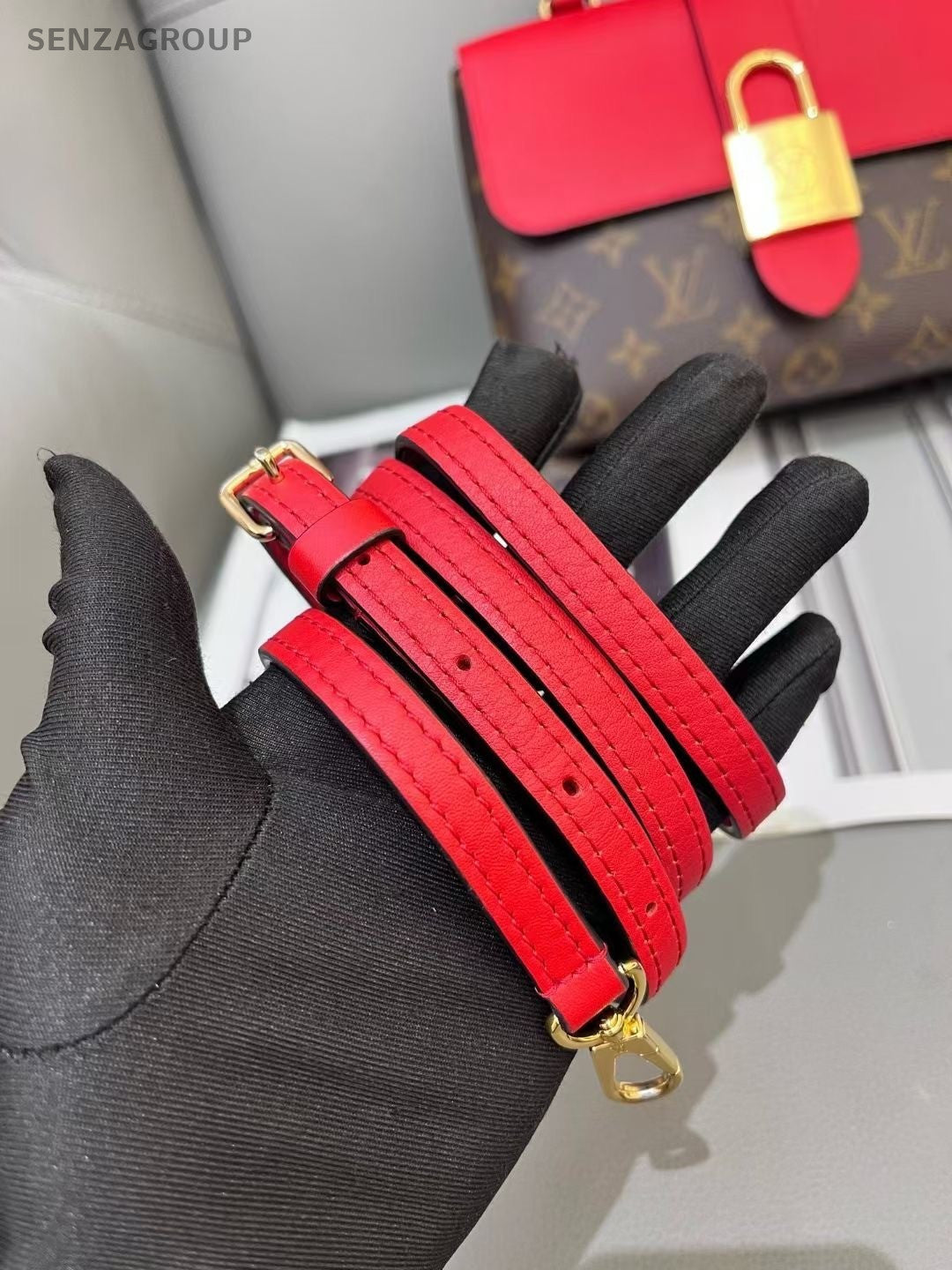 Louis Vuitton Locky BB Monogram Top Handle 2way Shoulder Handbag Women Red