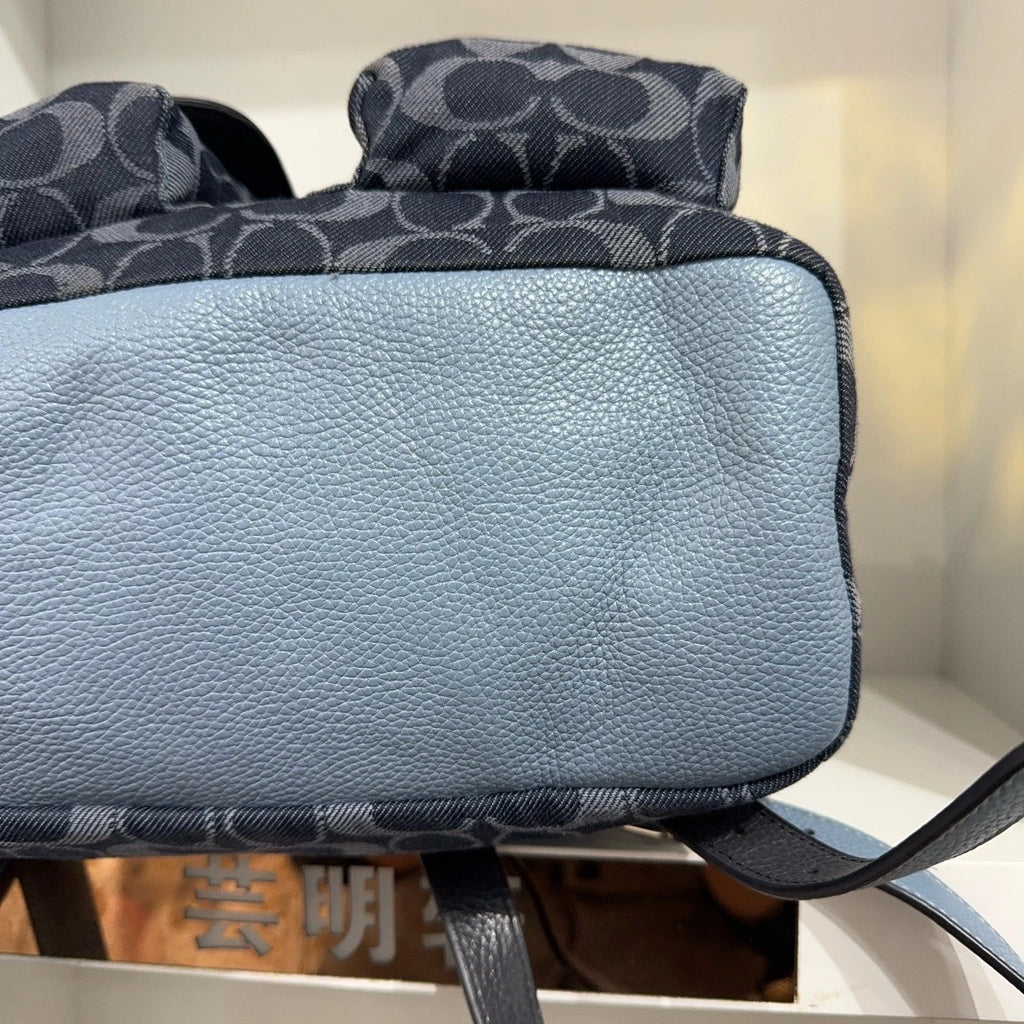 Coach Blue Canvas Medium Backpack Handbag For Women