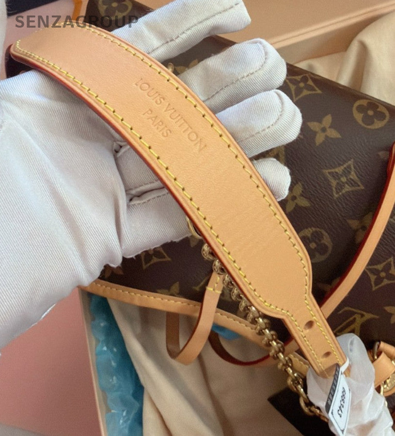 Louis Vuitton Carryall BB Monogram Chain Shoulder Bag Brown Gold Women Classic