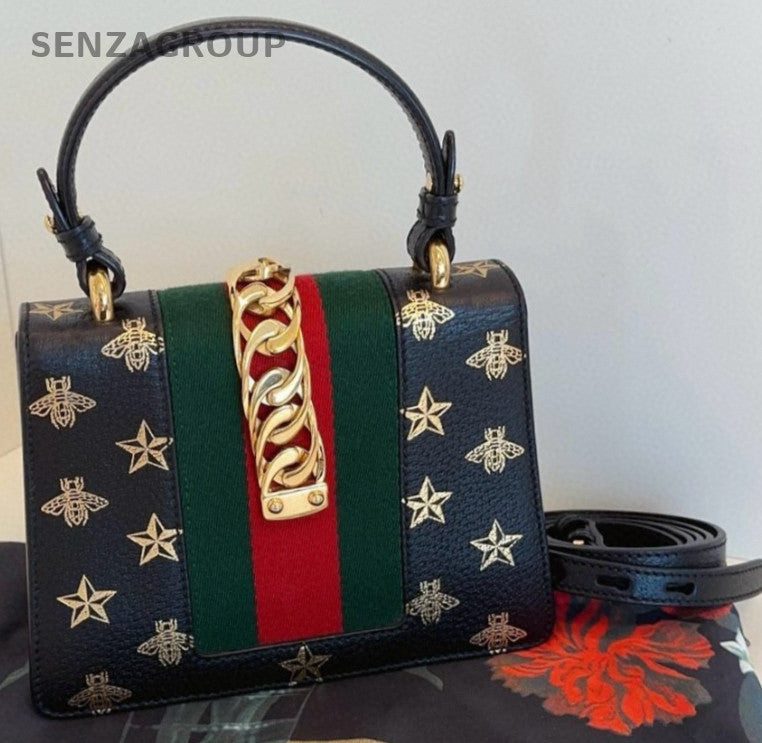 Gucci Sylvie Small Limited Edition bee Top Handle 2way Shoulder bag Women Black