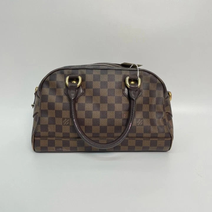 Louis Vuitton Brown Damier Canvas Leather Boston Handbag Shoulder Bag For Women
