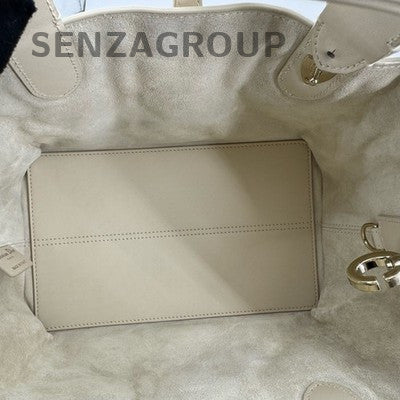 Dior Toujours Tote Bag in White Gold Calfskin with Cannage Pattern