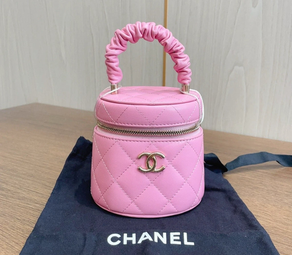 Chanel Bucket Pink Top Handle Bag Gold Hardware Women Fashion
