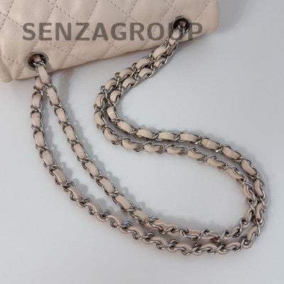 Chanel Pink Silver Quilted Chain Shoulder Bag Women's Fashion