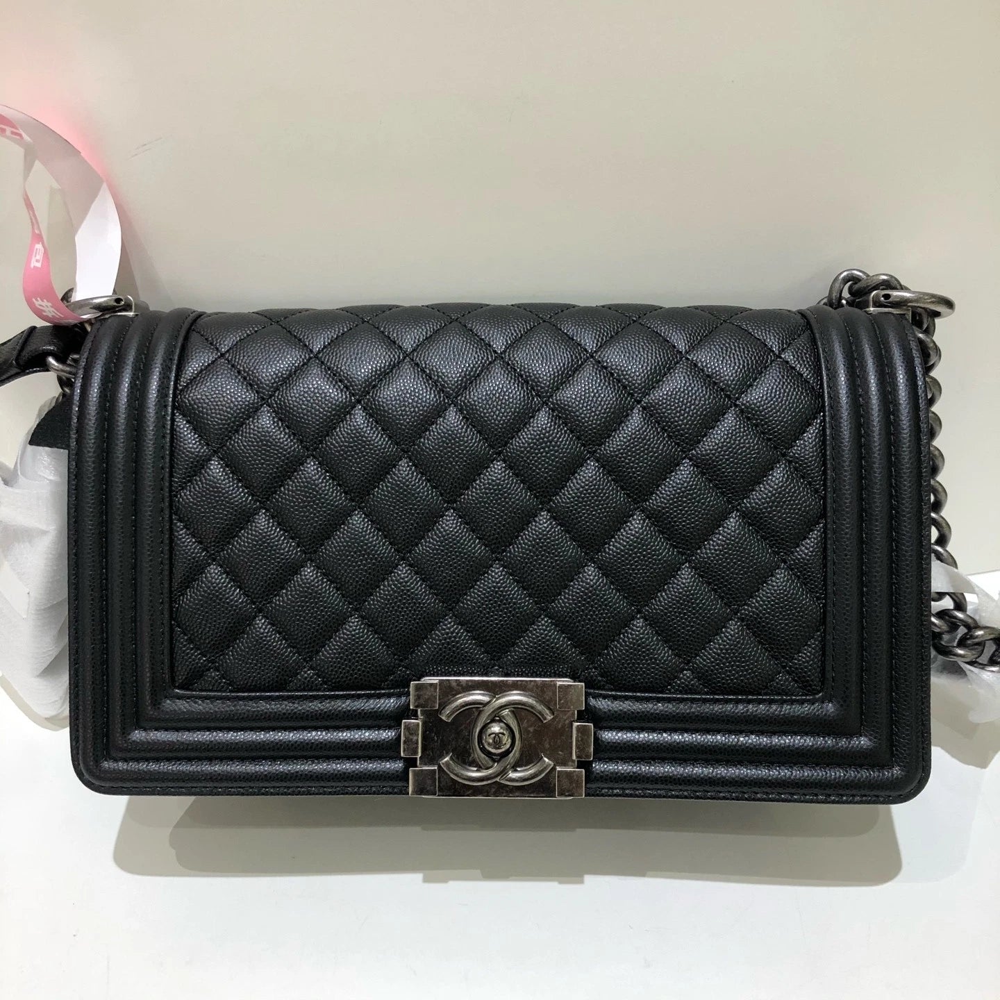 CHANEL Leboy Medium Black Silver Shoulder Bag for Women