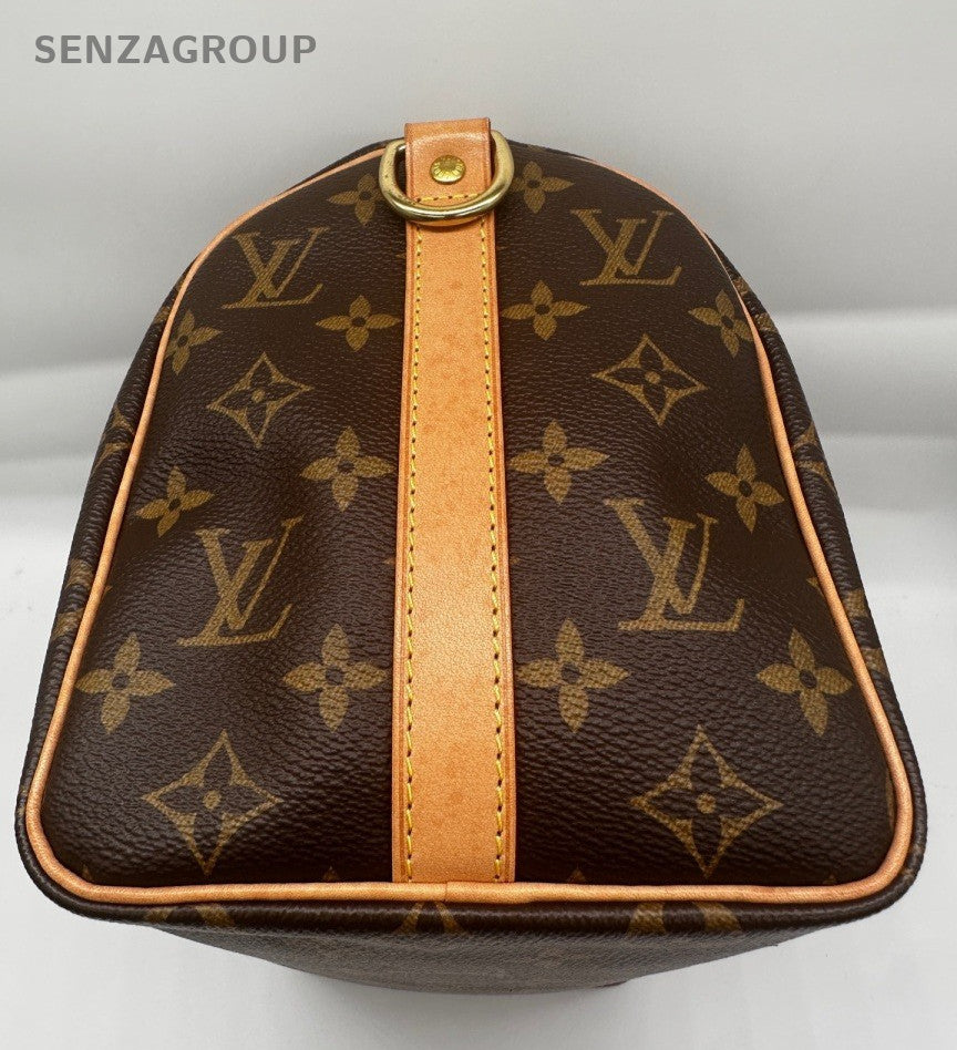 Louis Vuitton Speedy25 Monogram Top Handle Bag Crossbody Brown Gold Women