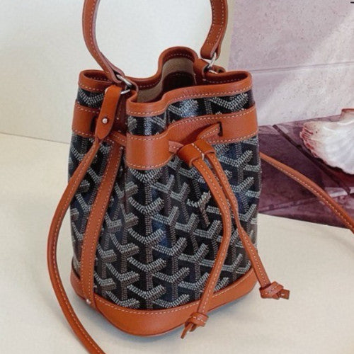 Goyard Petit Flot Mini Bucket Top Handle Bag Crossbody Brown Women Classic