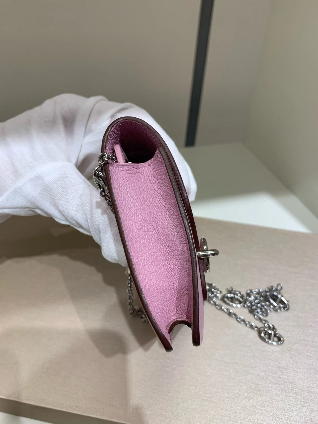 Hermes Roulis Slim Goat Leather Purple Silver Wallet For Women