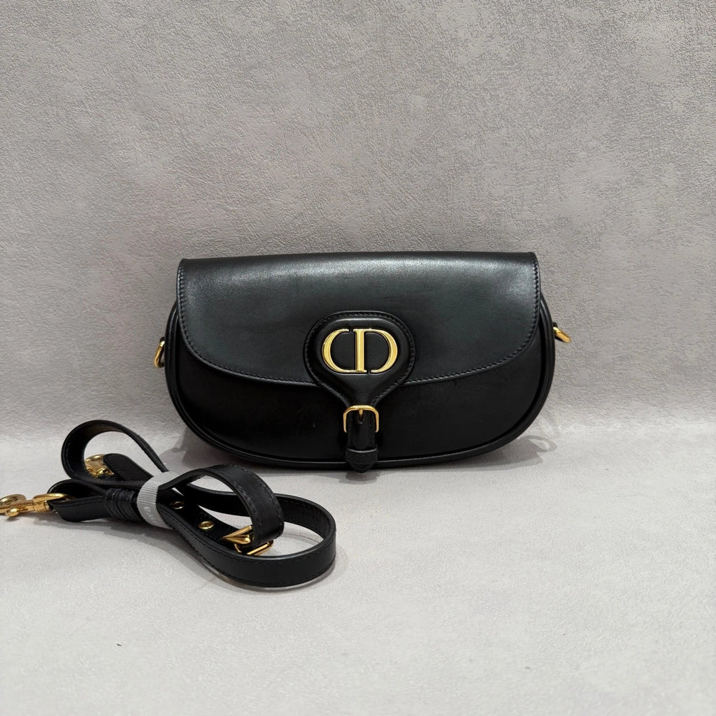 Dior Bobby Black Gold Crescent Shoulder Bag For Women