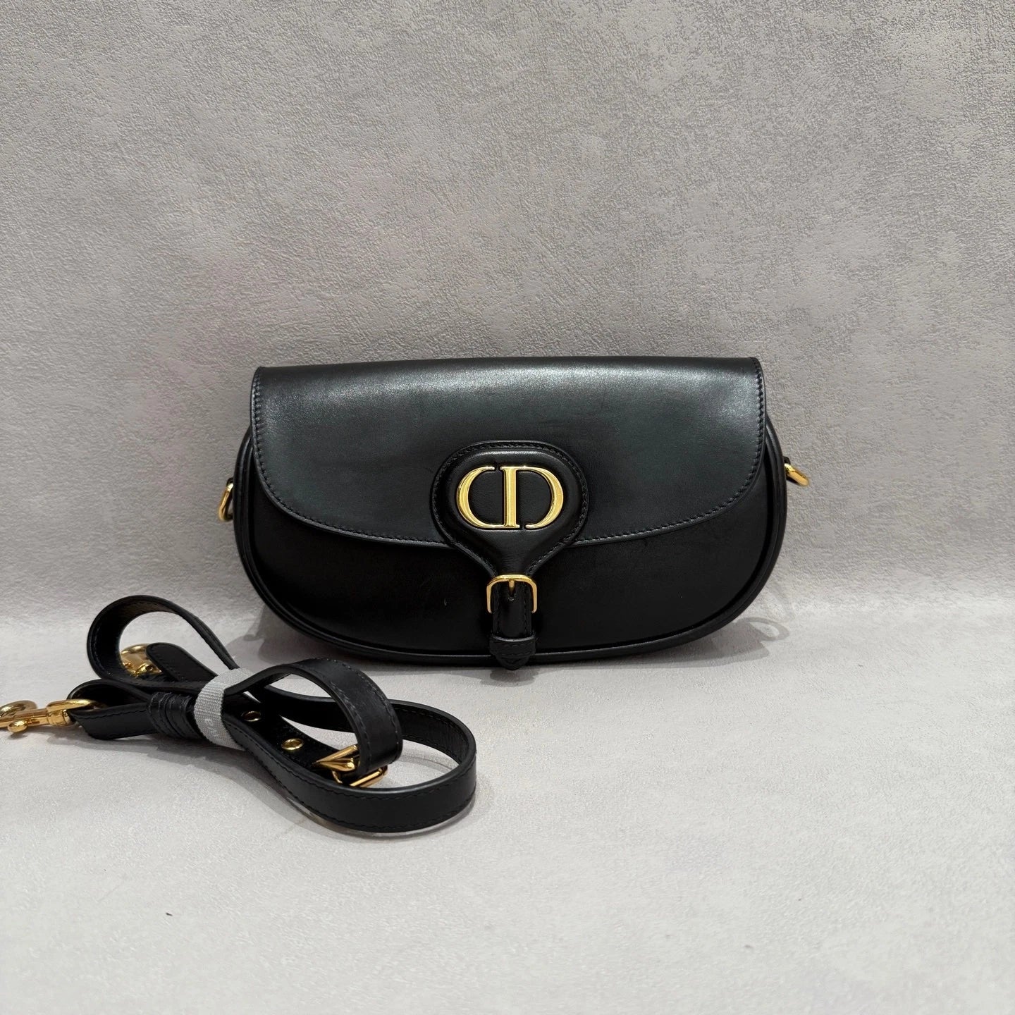 Dior Bobby Black Gold Crescent Shoulder Bag For Women