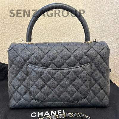 Chanel Coco Handle Medium Black Calfskin Classic Handbag Shoulder Bag Women