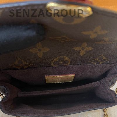 Louis Vuitton Mini Pochette Accessoires Women's Brown Chain Crossbody Bag Gold