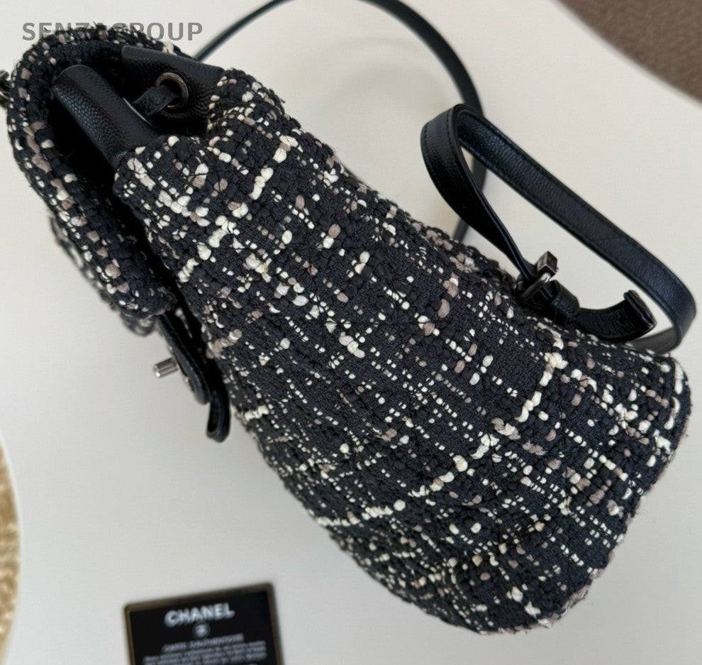 Chanel Salzburg PM Backpack Black Silver Used Women Classic Designer