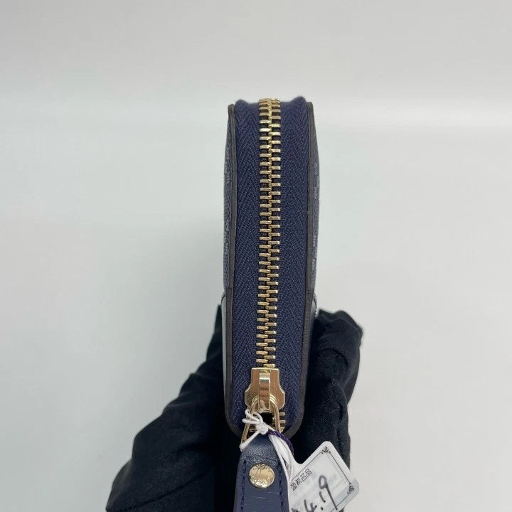 Gucci Navy Blue Leather Long Zip Wallet Clutch For Women