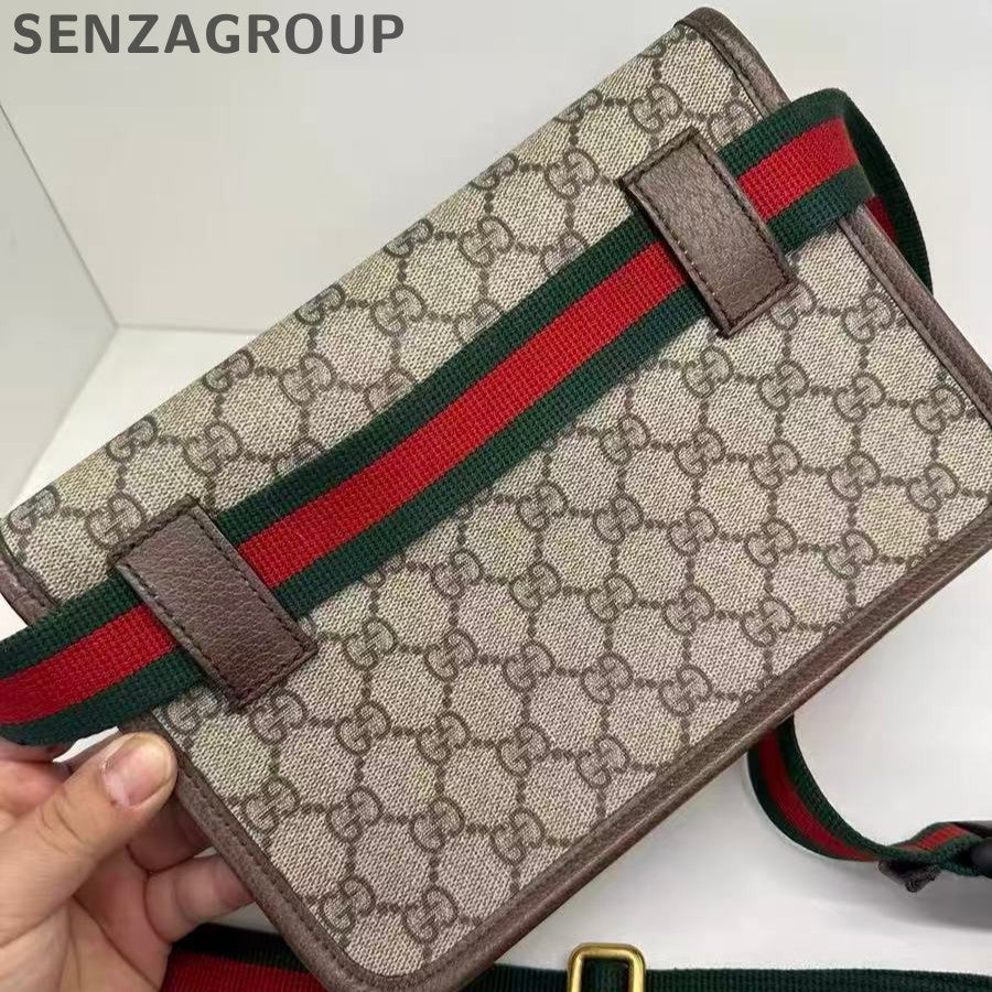 GUCCI Tiger Head Waist Bag Monogram Crossbody Unisex Classic Brown