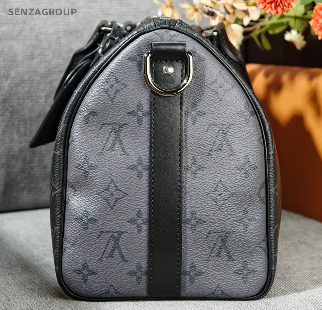 Louis Vuitton Keepall35 Top Handle Bag Crossbody Black Silver Unisex Adults
