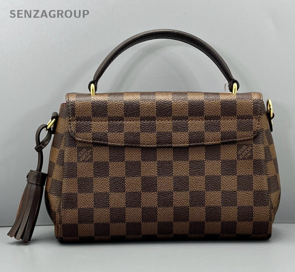 Louis Vuitton Tassel Damier Ebene Top Handle Bag Crossbody Brown Gold Women