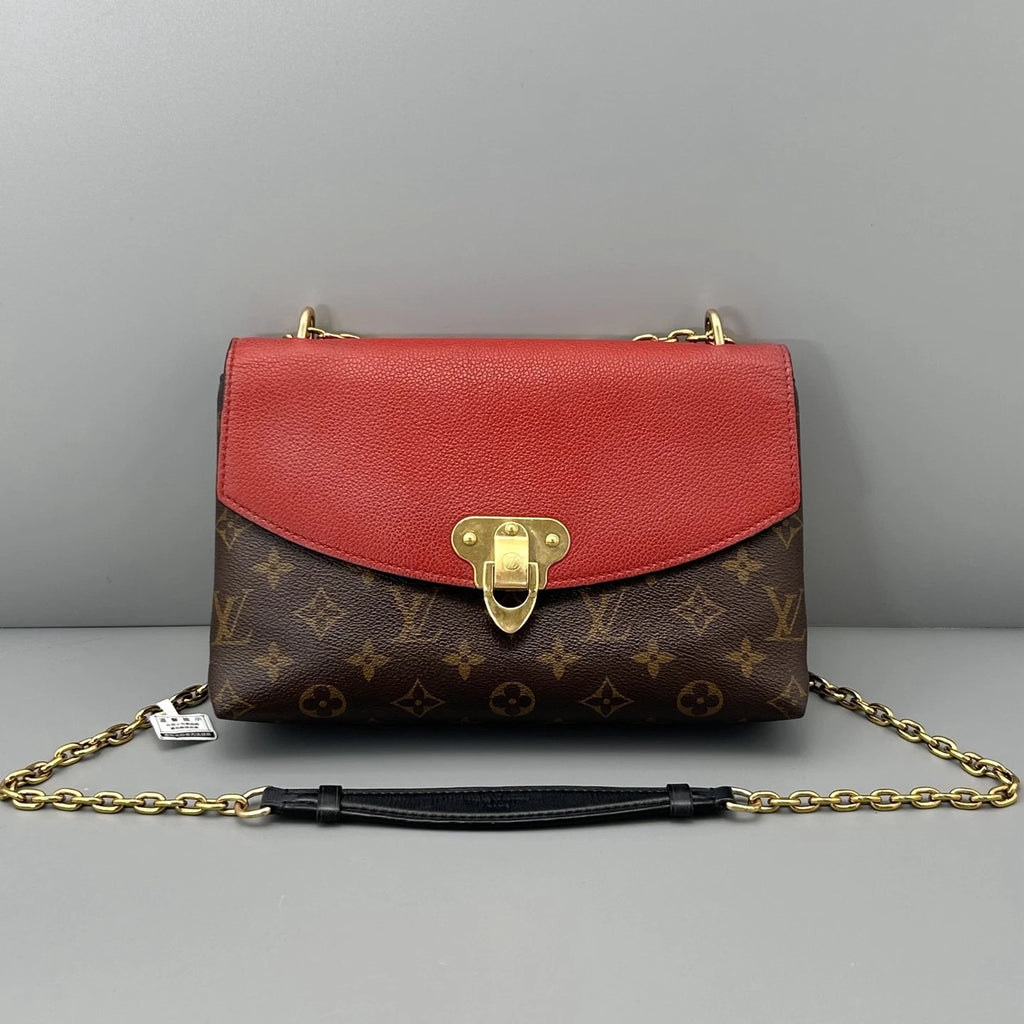 Louis Vuitton Saint Monogram Chain Shoulder Bag Brown Gold Hardware Women