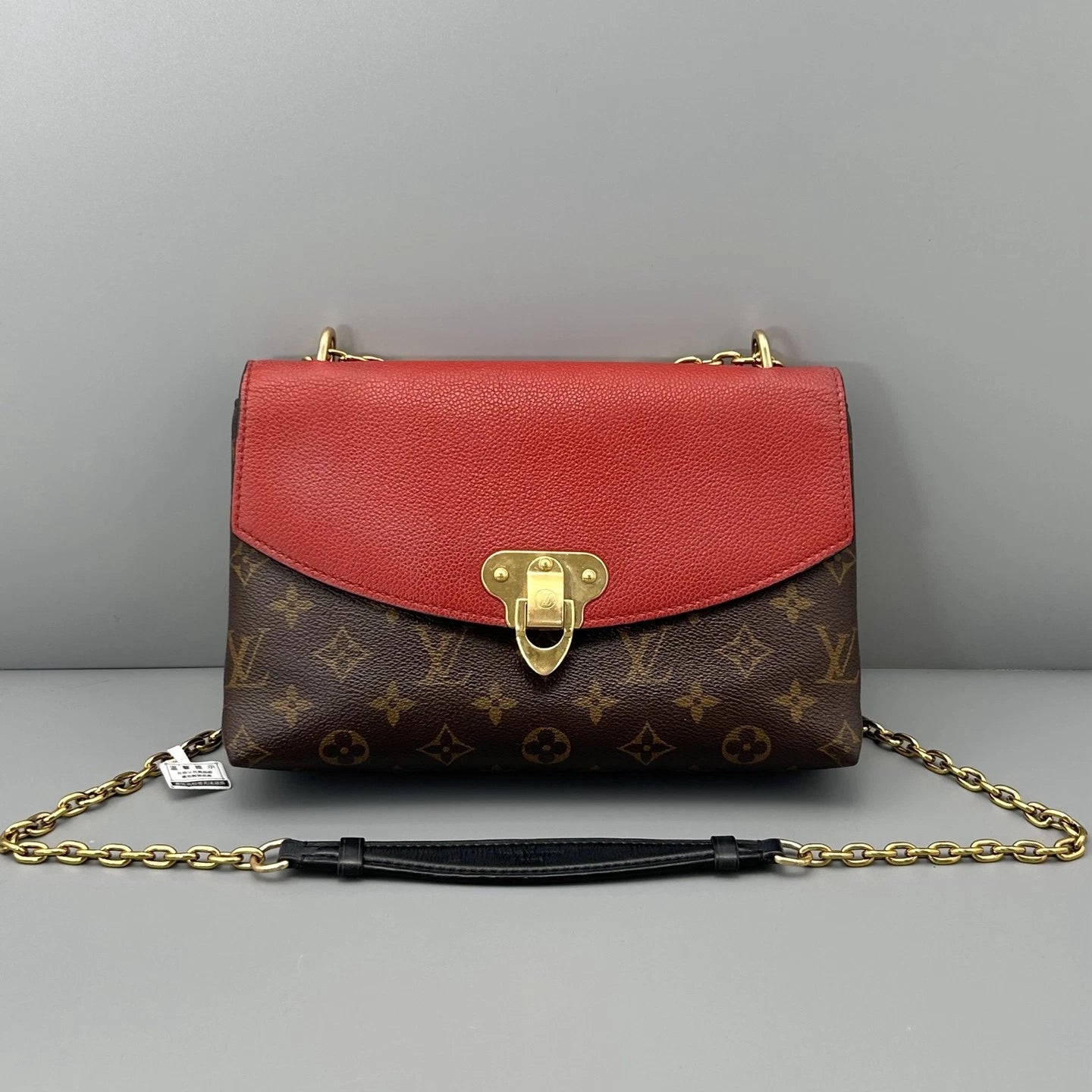 Louis Vuitton Saint Monogram Chain Shoulder Bag Brown Gold Hardware Women