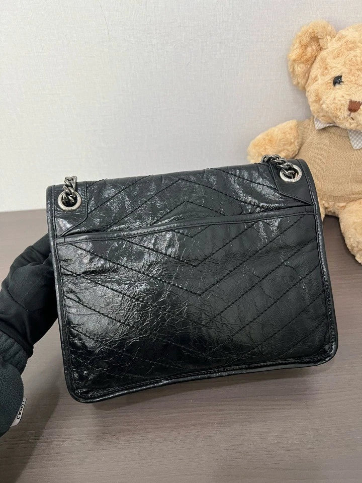 YSL Black Silver Medium Niki Shoulder Bag For Women