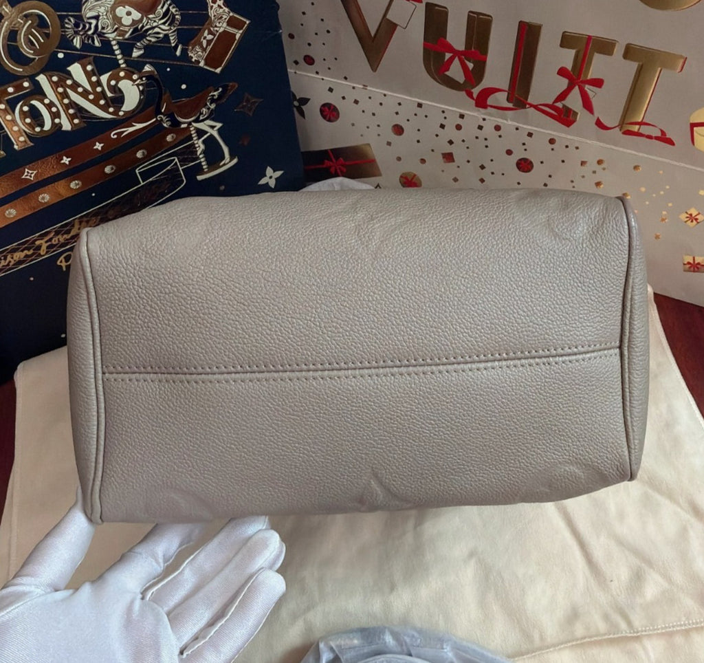 Louis Vuitton Speedy25 Monogram Top Handle Crossbody Gray Gold Women Classic