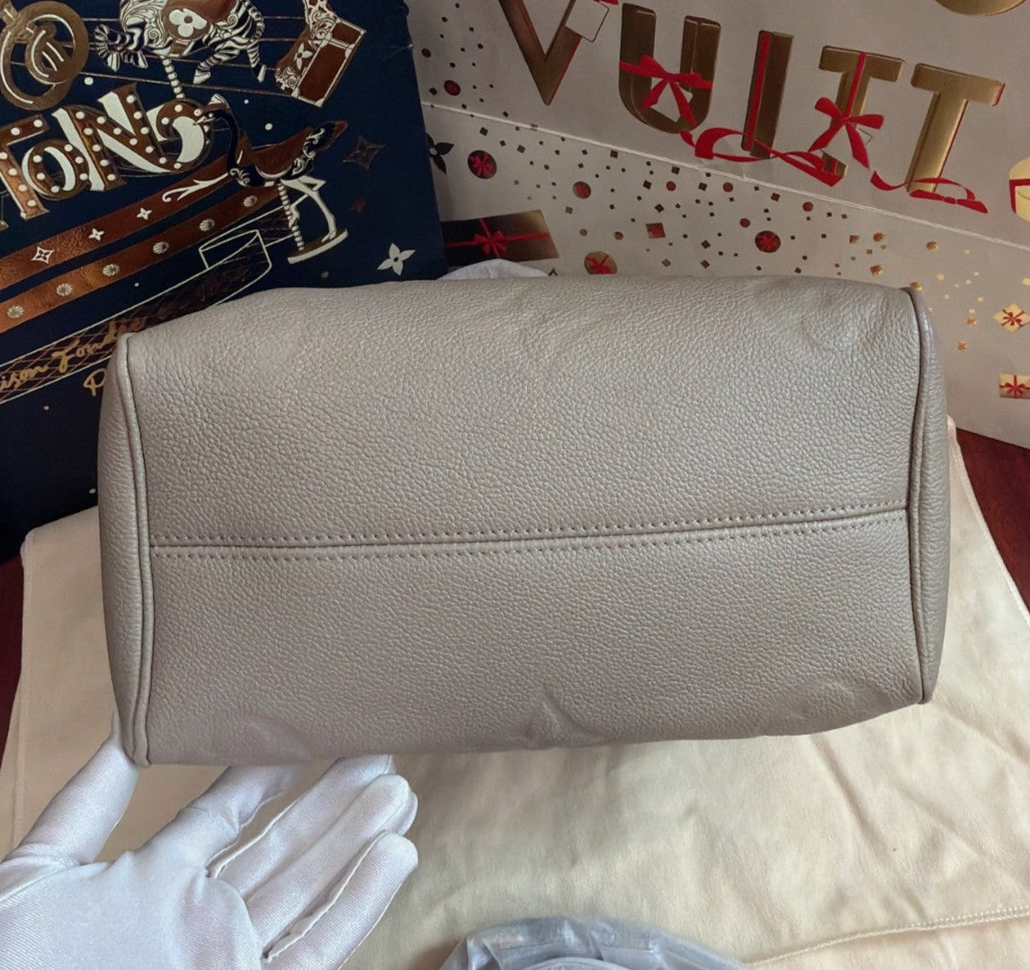 Louis Vuitton Speedy25 Monogram Top Handle Crossbody Gray Gold Women Classic