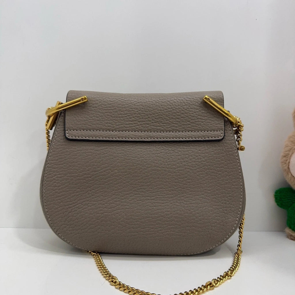 Chloe Gray Leather Mini Shoulder Crossbody Bag for Women