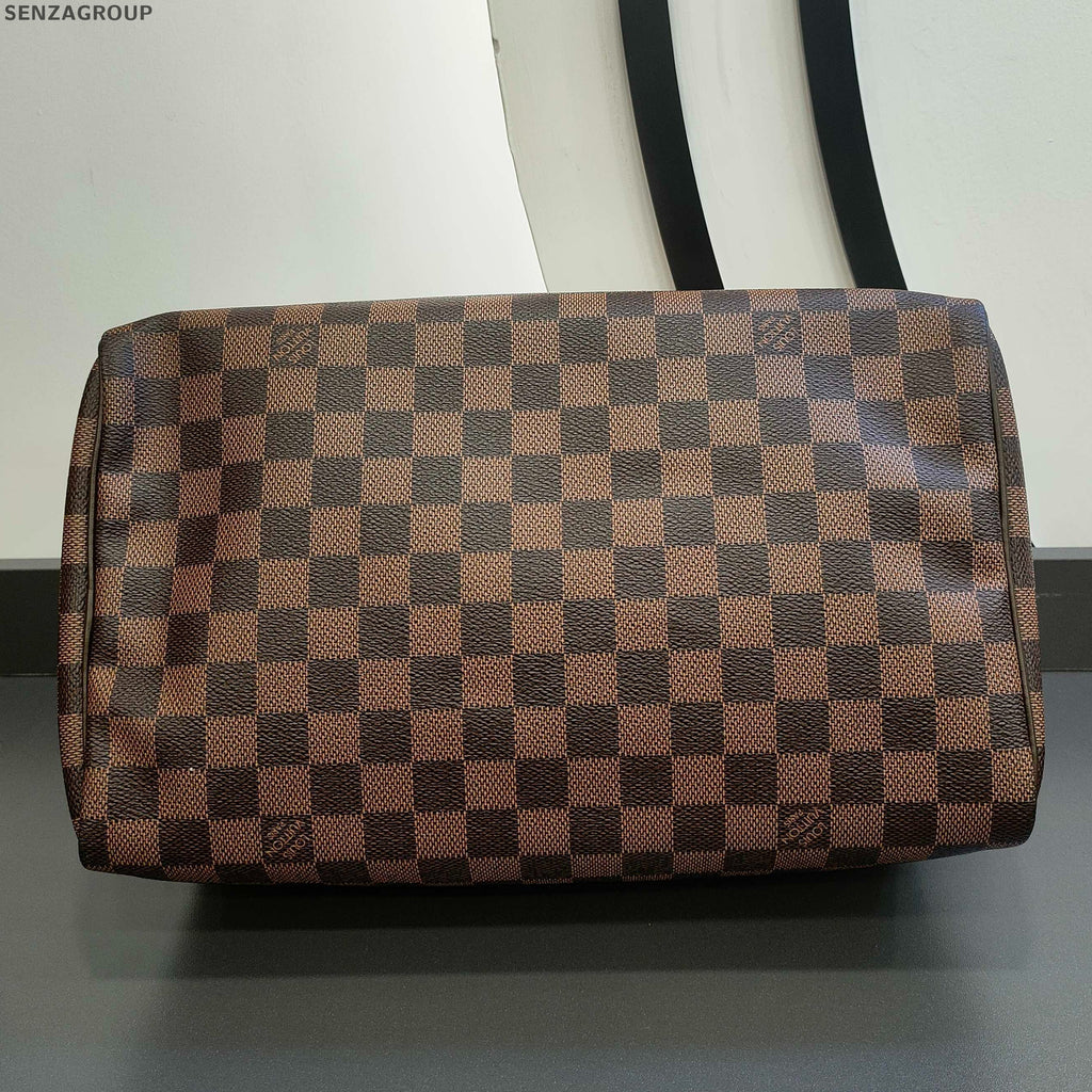 Louis Vuitton Speedy 30 Damier Ebene Shoulder Bag Brown Gold Hardware