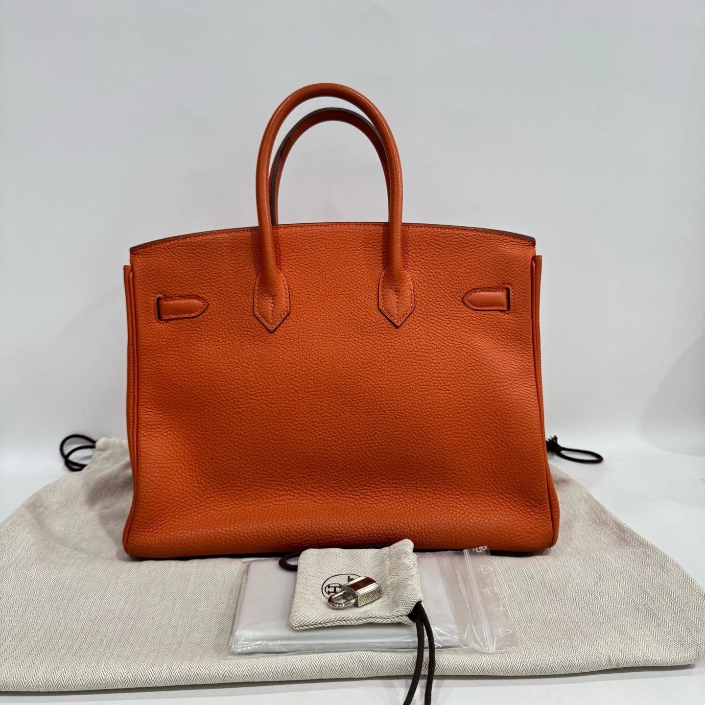 Hermes Birkin35 Orange Leather Handbag For Women