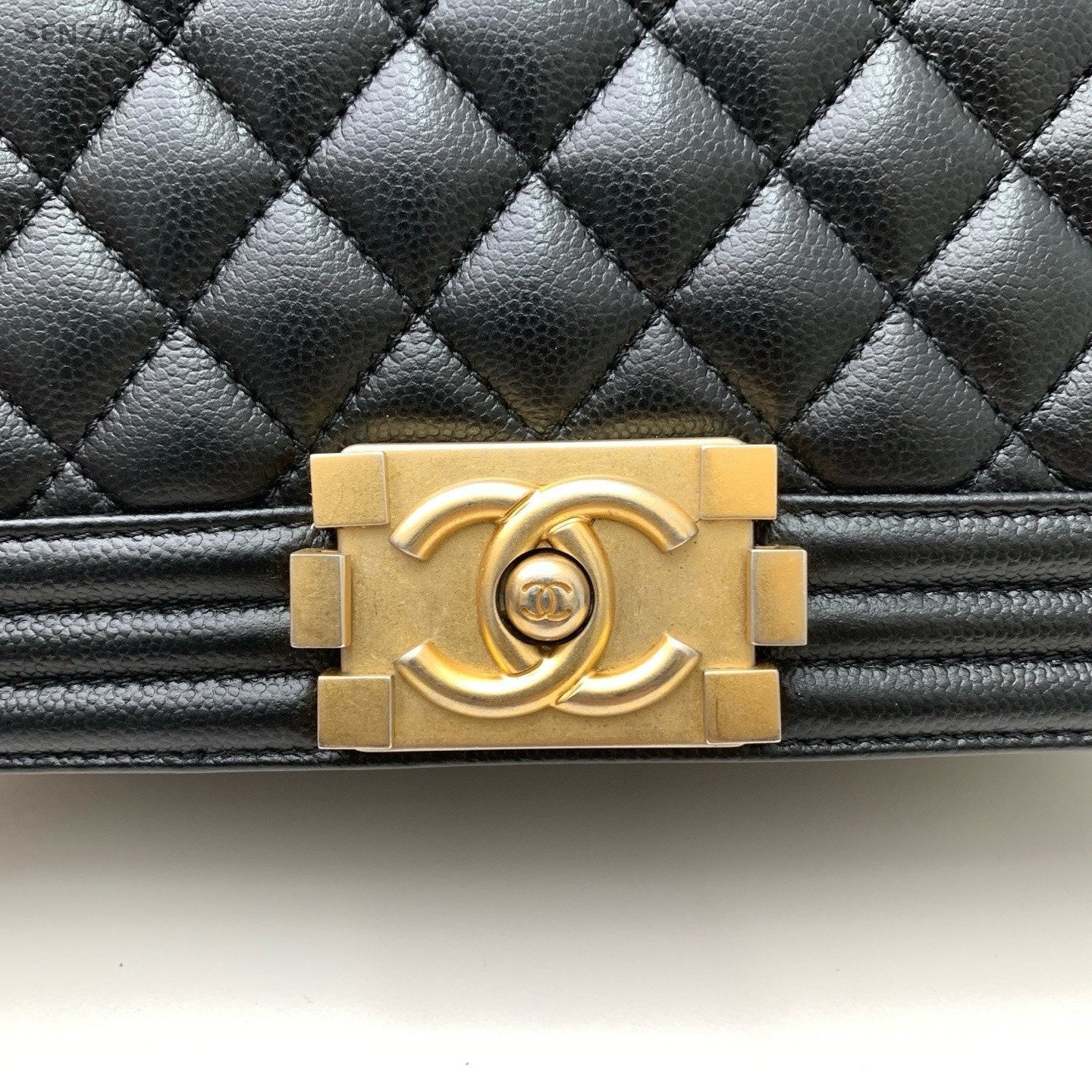 Chanel Leboy MM Chain Diamond Shoulder Bag Black Gold Women Classic Fashion