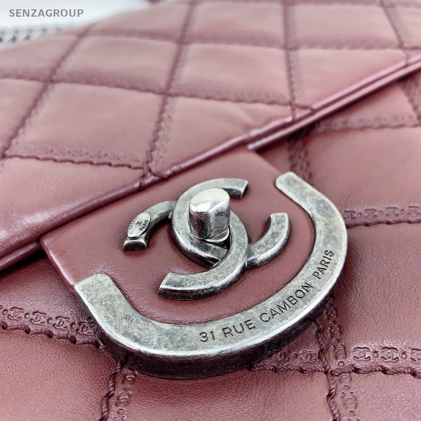 Chanel Classic Flap Chain Calfskin Shoulder Bag Red Silver Women Diamond Fashion