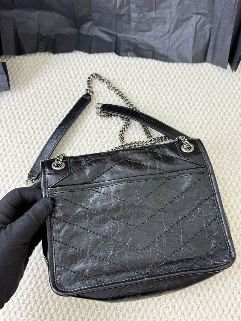 Saint Laurent Niki Leather Black Shoulder Bag Crossbody Excellent
