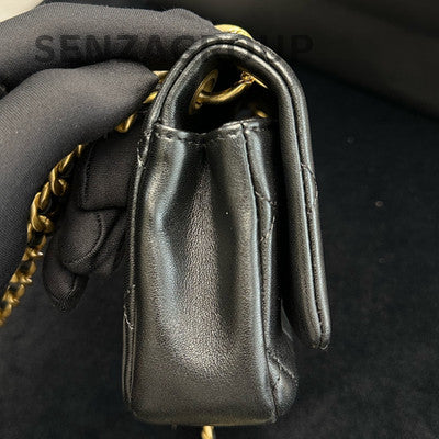 Chanel 21P Quilted Black Gold Chain Shoulder Bag