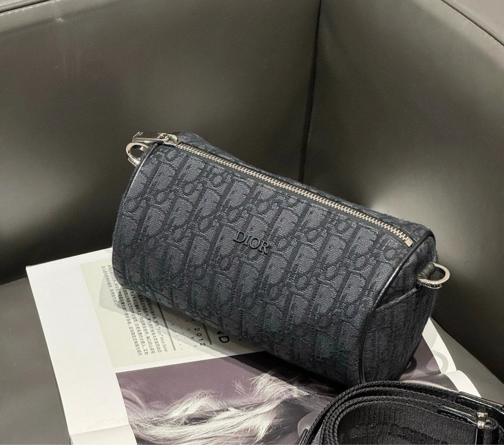Dior Black Logo Roller Cylinder Shoulder Crossbody Bag