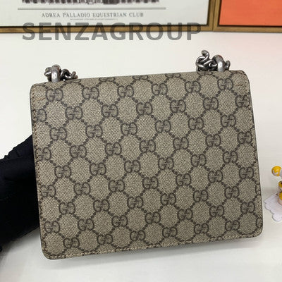 GUCCI Dionysus Small Brown Silver Chain Shoulder Crossbody Bag Women