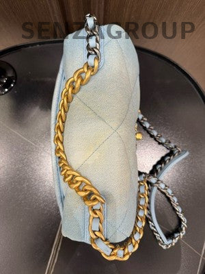 Chanel 19 Small Denim Blue Gold Chain Shoulder Crossbody Bag