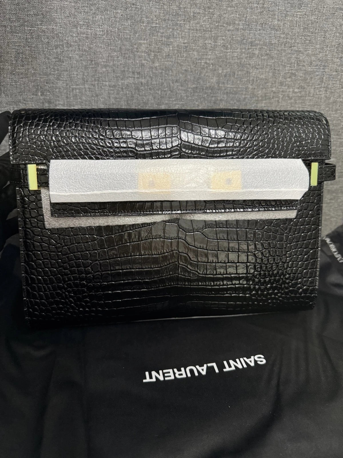 Saint Laurent Manhattan Croc Embossed Calfskin Bag For Women