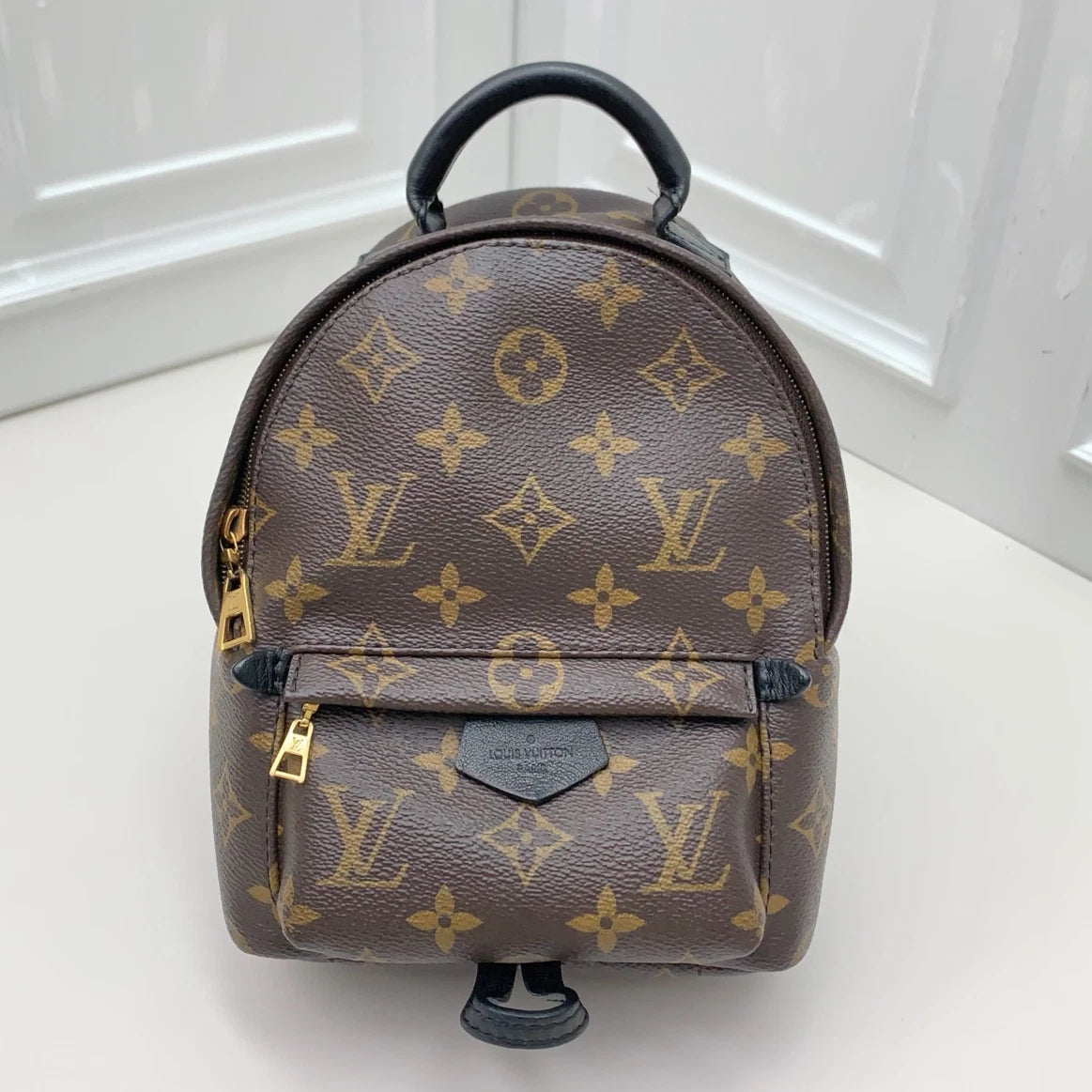 Louis Vuitton Palm Spring Monogram Canvas Backpack Brown Gold Women Classic