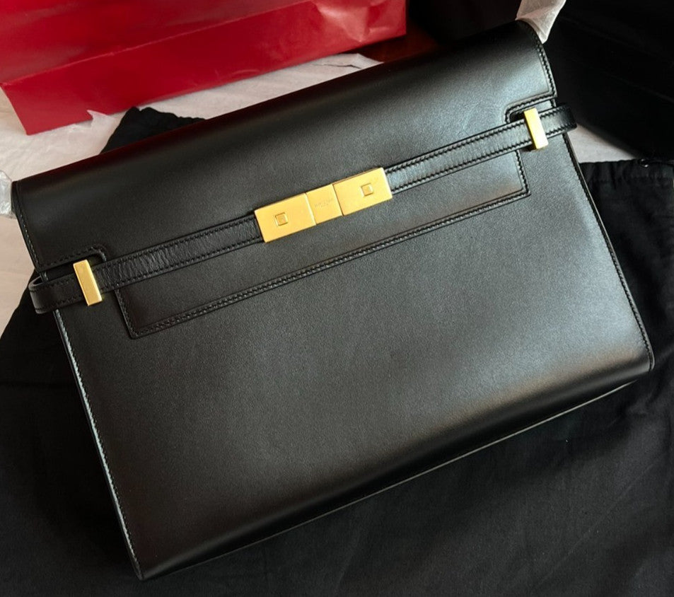 YSL Saint Laurent Manhattan Black Gold Shoulder bag Crossbody Almost Brand NEW