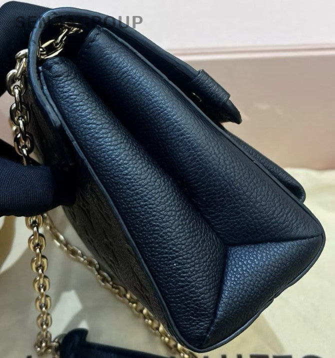 Louis Vuitton Vavin BB Calfskin Chain Shoulder Bag Black Gold Women Classic