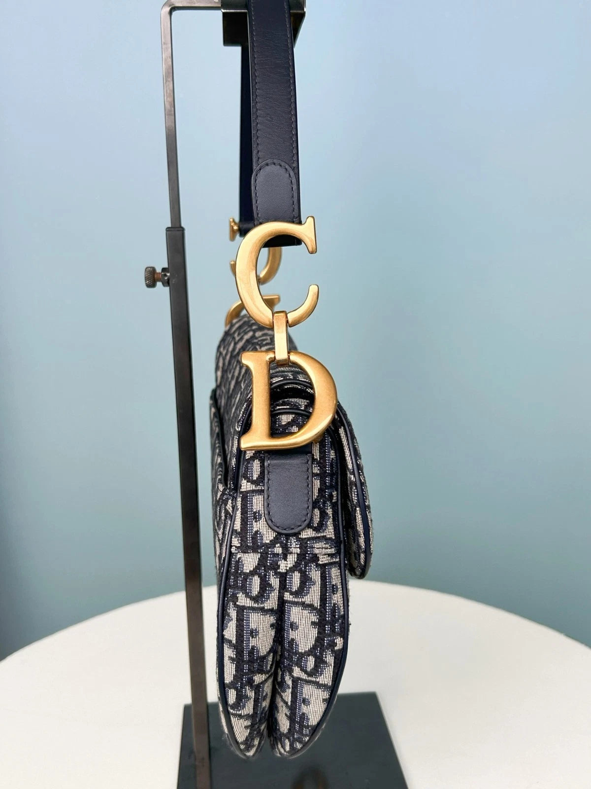 Christian Dior Oblique PM Canvas Top Handle Bag Shoulder Bag Black Women